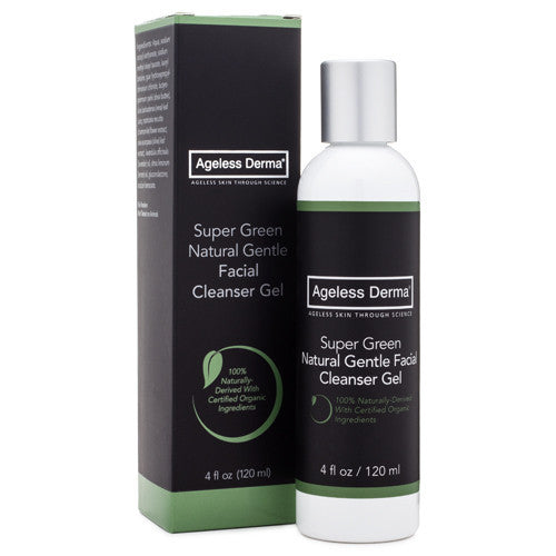 Ageless Derma Super Green Natural Gentle Facial Cleanser Gel 4oz